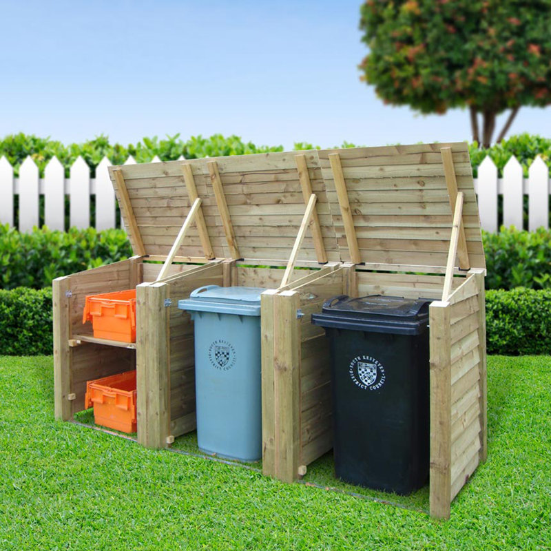 Sol 72 Outdoor Elizabethtown Wooden Triple Bin Store Wayfair.co.uk